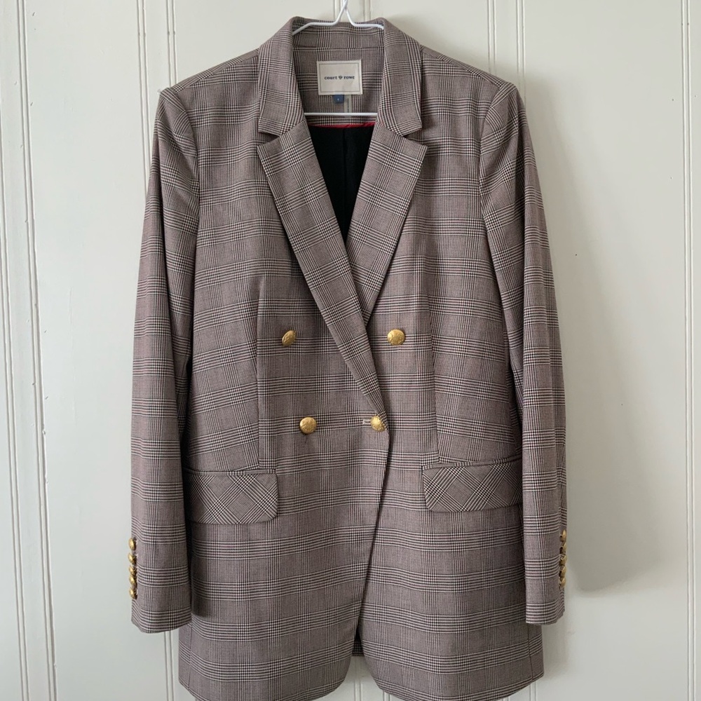 COURT & ROWE Plaid Blazer with Gold Buttons